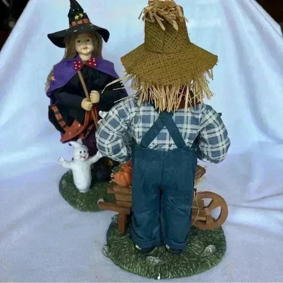 VTG Clothtique Halloween Scarecrow and Witch 13” Fabric Mache Figurines - Picture 5 of 13